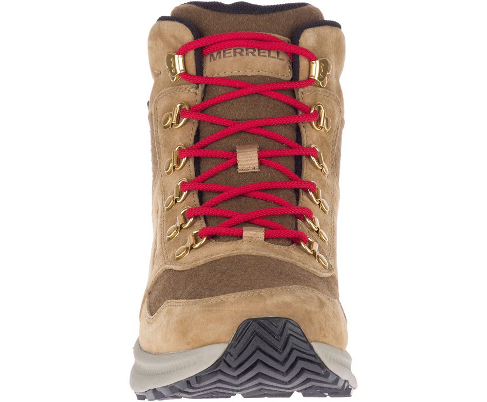 Merrell Boots Brown - Ontario 85 Wool Mid Waterproof - Mens 38ILFGMTB